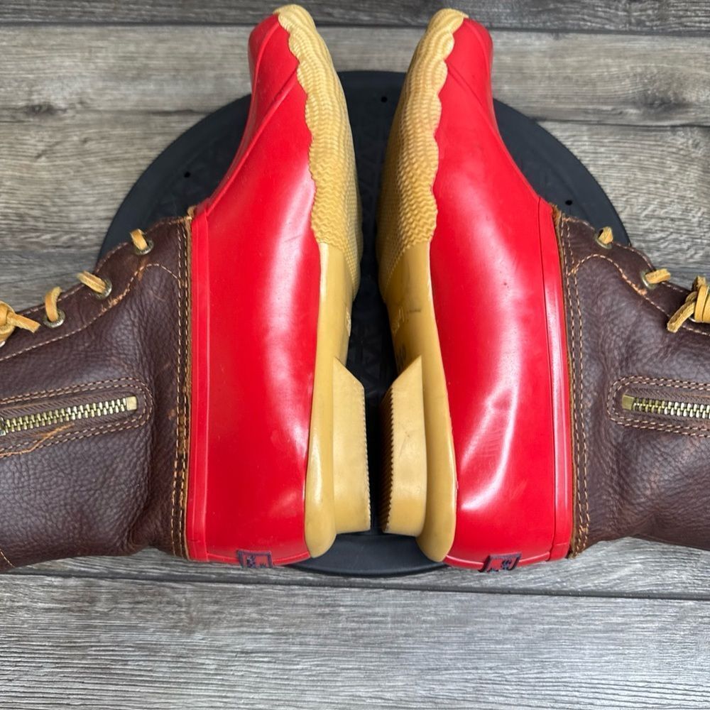 Sperry Top-Sider Saltwater Rain Boots Leather Rubber Women's Size 7.5 Red Brown - Picture 4 of 10